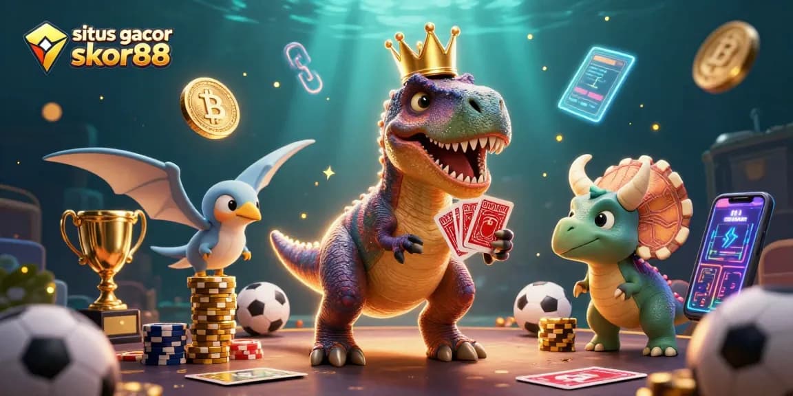Engage in thrilling action at situs gacor skor88 with our vibrant casino illustration featuring dynamic gaming elements and characters.
