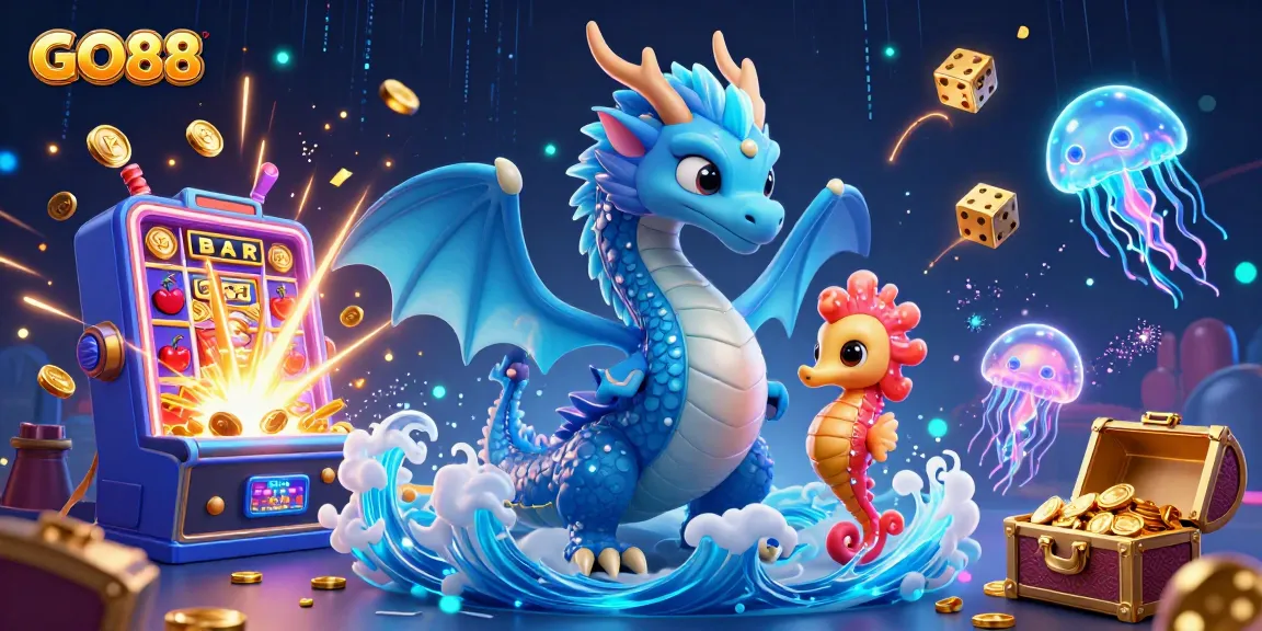 Experience thrilling gameplay at GO88 with a vibrant, dynamic casino scene featuring captivating characters and game elements.