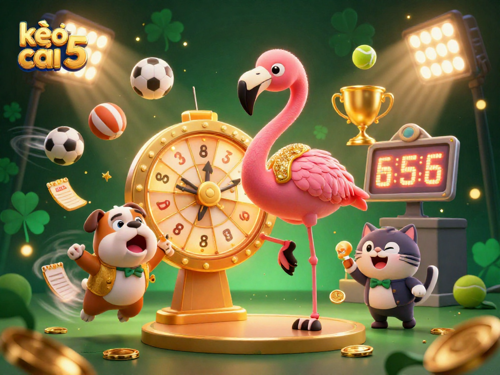 Experience the excitement of kèo nhà cái 5 with vibrant sports elements and dynamic characters.