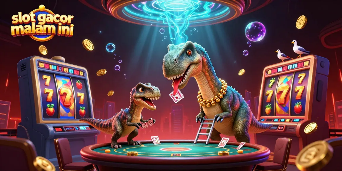 Experience slot gacor malam ini with a vibrant 3D casino illustration featuring unique characters and dynamic gaming elements.