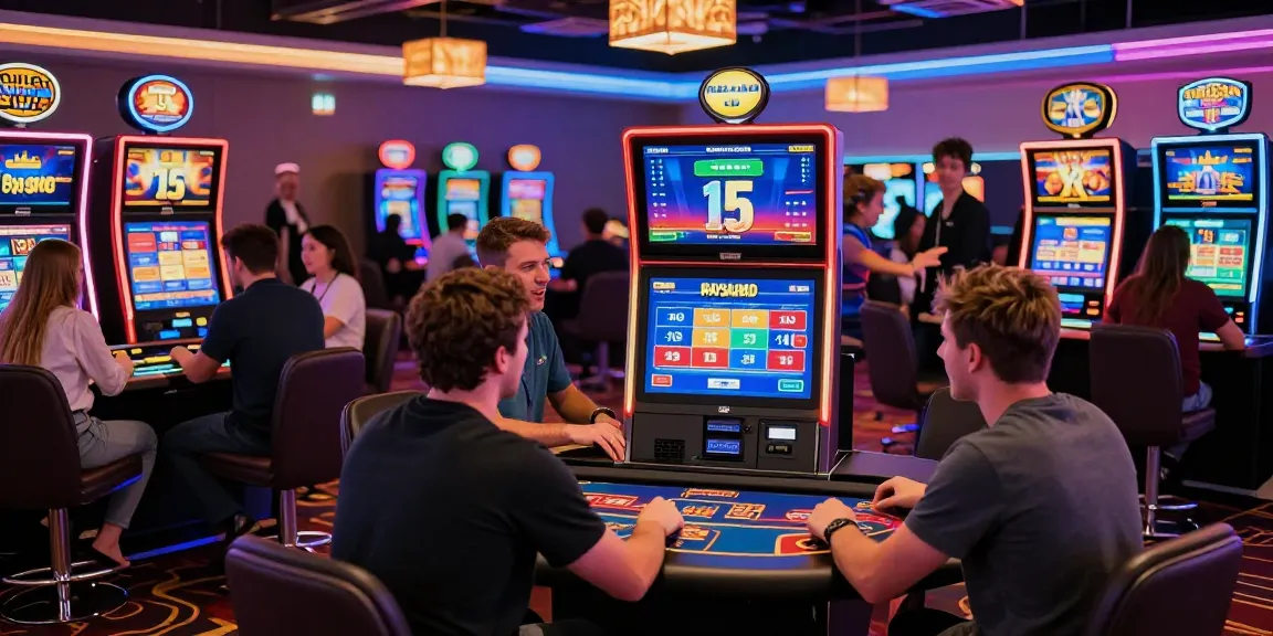 Aufregende Szene von verschiedenen Spielern in einem Paysafe Card Casino, die lebendige Spiele und interaktive Erlebnisse genießen.