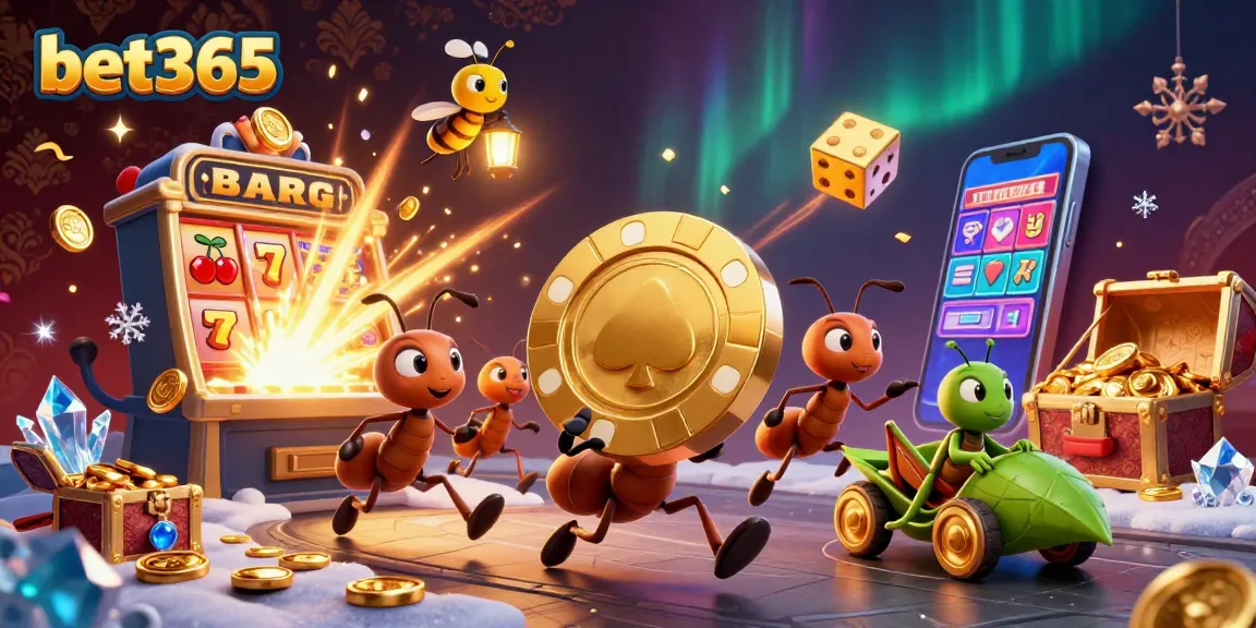 Experience thrilling bets with bet365 in this vibrant casino heist illustration.