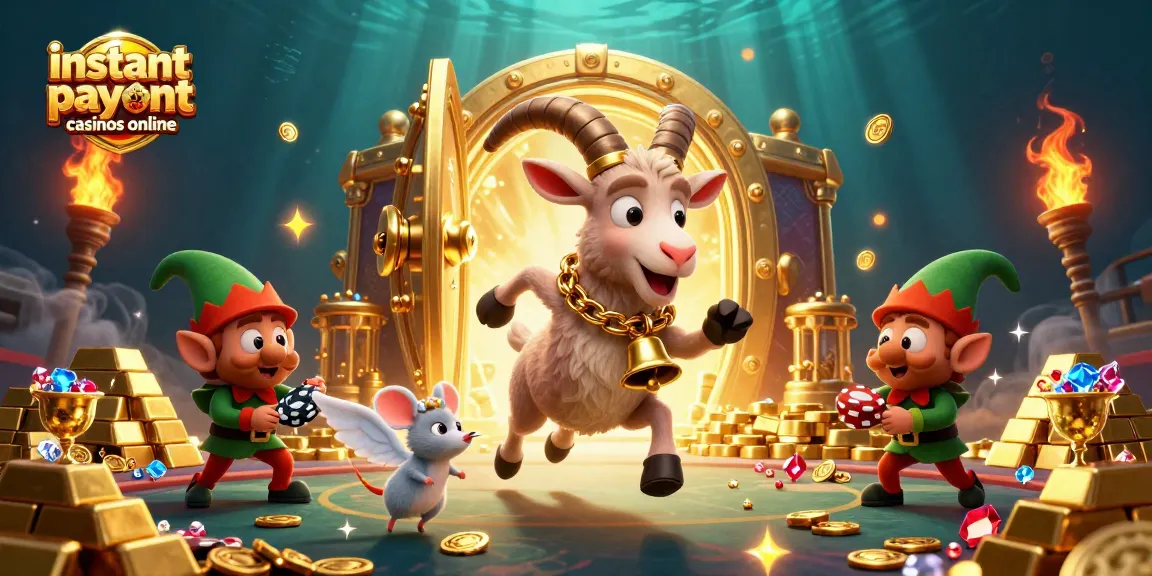 Engage with instant payout casinos online in this vibrant, festive casino scene featuring unique characters.