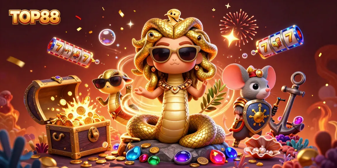 Engage with thrilling game experiences at TOP88, featuring vibrant characters and exciting slot elements.