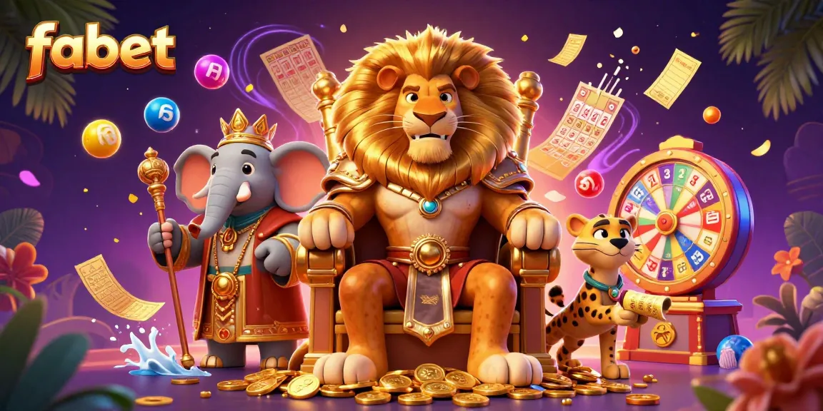 Experience thrilling moments with fabet as lottery balls and prizes fill the casino scene.