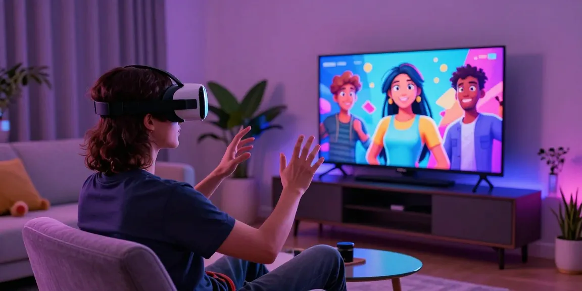 Engaging user interacting with NSFW character AI in a futuristic virtual reality setup.