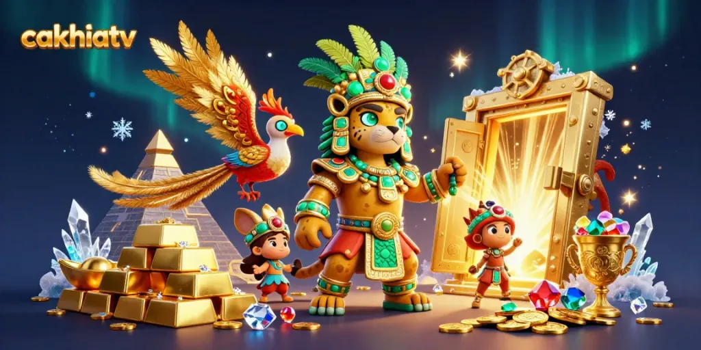 Experience thrilling gameplay with cakhiatv as a 3D mayan jaguar priest unveils treasures.