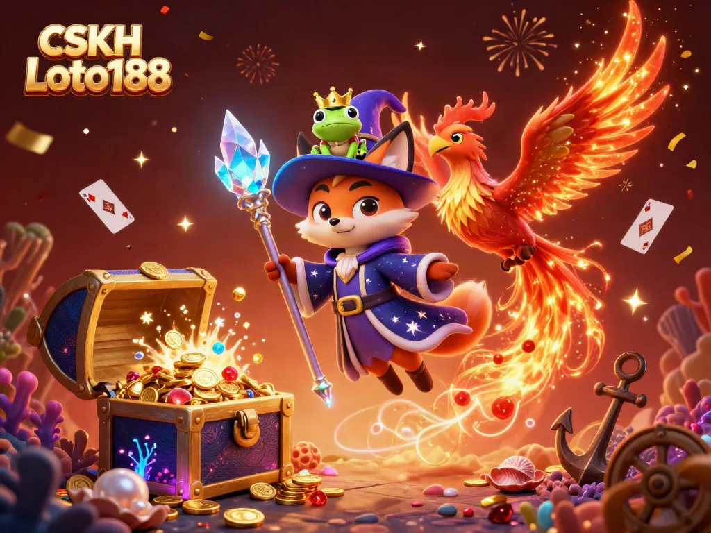Engage with the vibrant CSKH Loto188 gaming adventure featuring mystical characters and dynamic celebration effects.