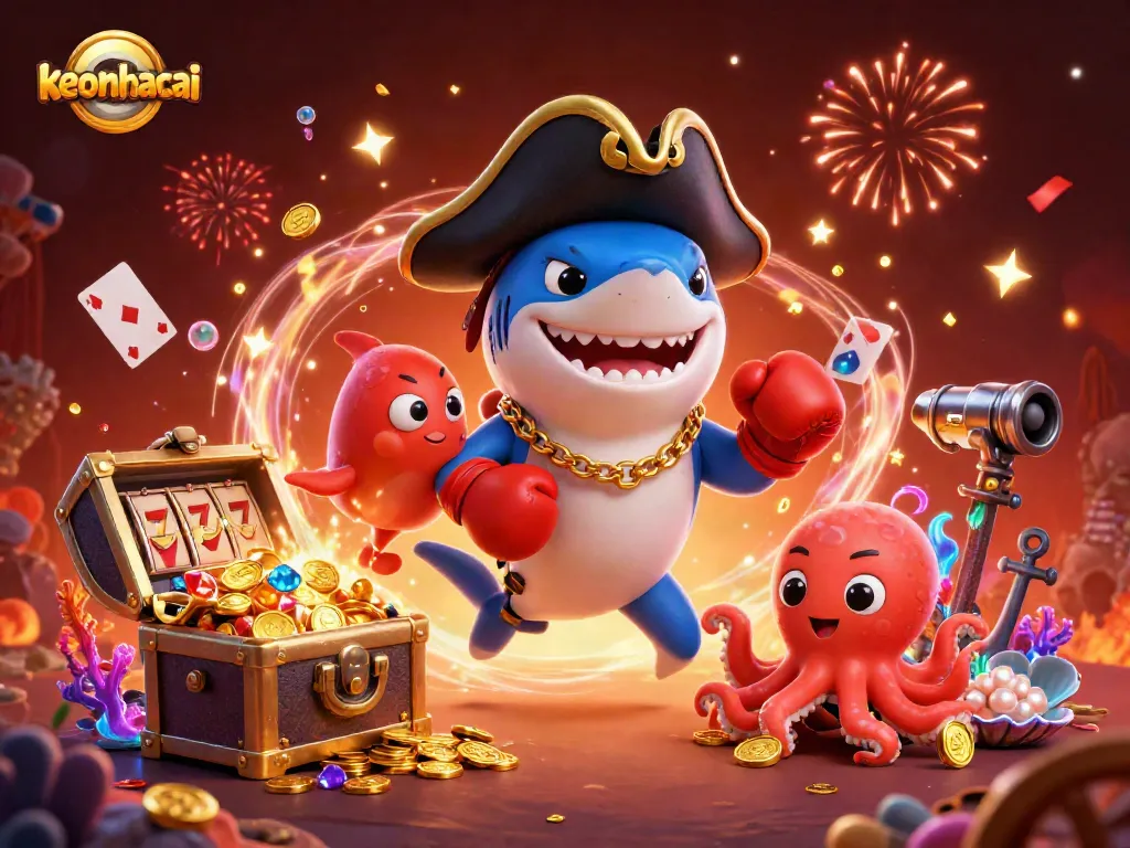 Engage in winning strategies with keonhacai as you explore a vibrant underwater casino scene.