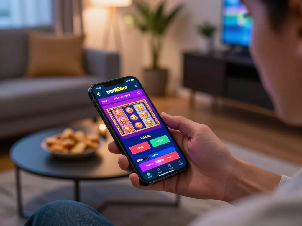 Engaging gameplay on mm88bet app showcasing vibrant slots and live games in a cozy home setting
