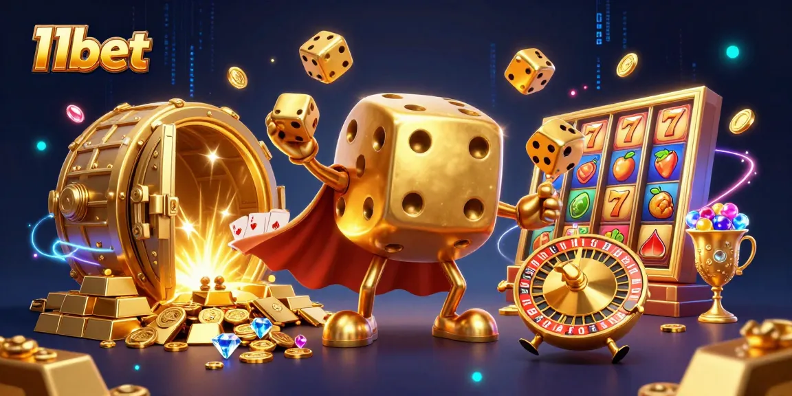 Experience thrilling moments at 11bet with a vibrant 3D casino scene showcasing excitement and fortune.